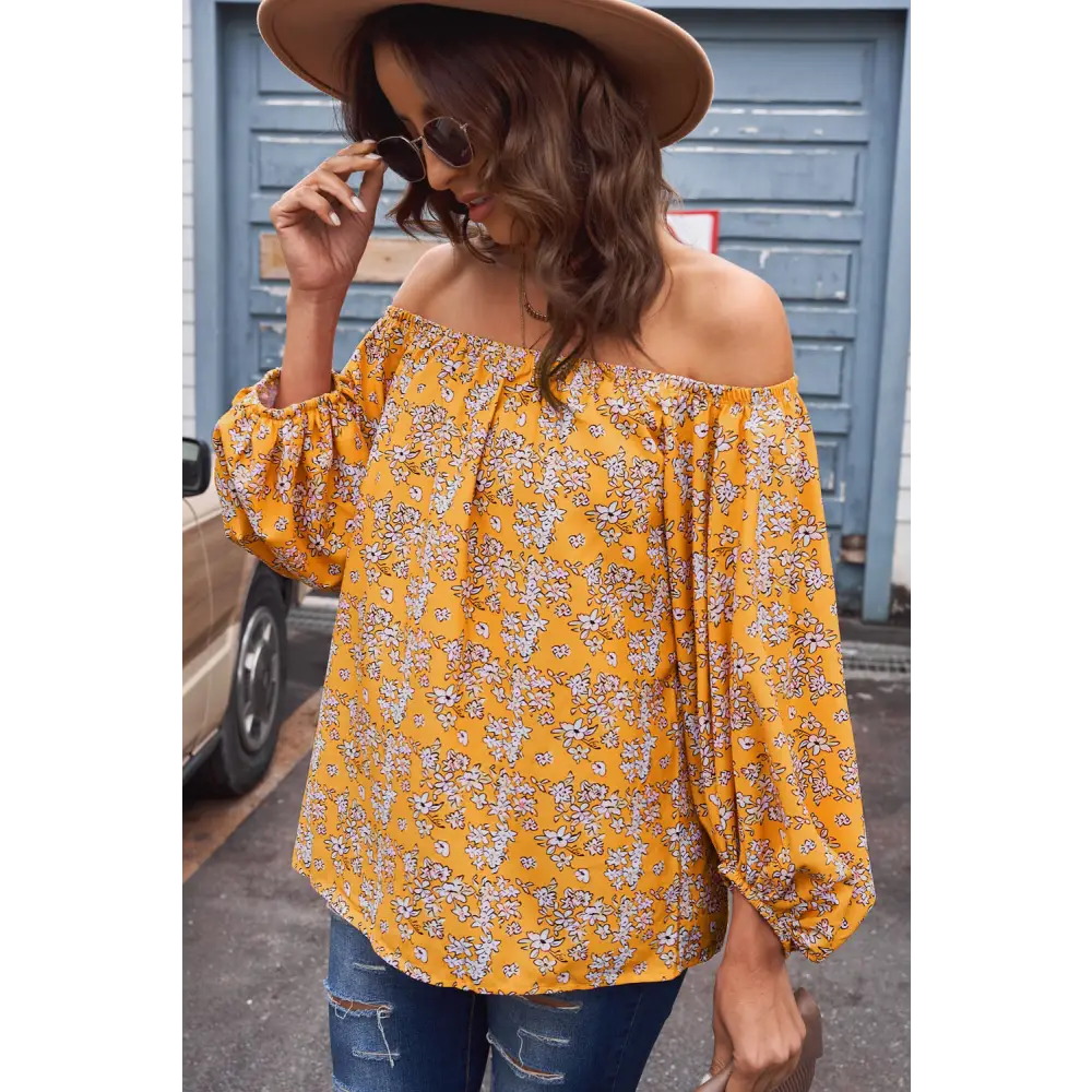 Off-shoulder floral and leopard print luxury fashion for women top $29 sizing regular picture studio, outdoors pattern