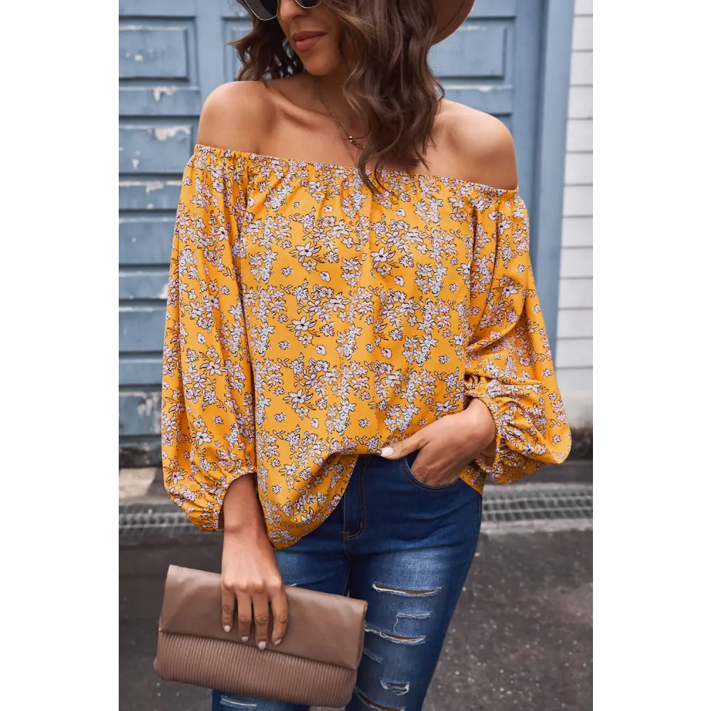 Off-shoulder floral and leopard print luxury fashion for women top $29 sizing regular picture studio, outdoors pattern