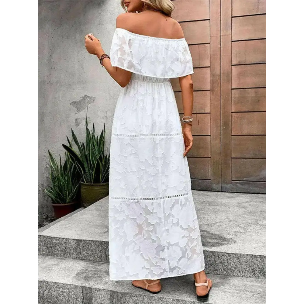 Exquisite off-shoulder maxi dress in luxury fashion for women $38.10 basic style that encapsulates elegance