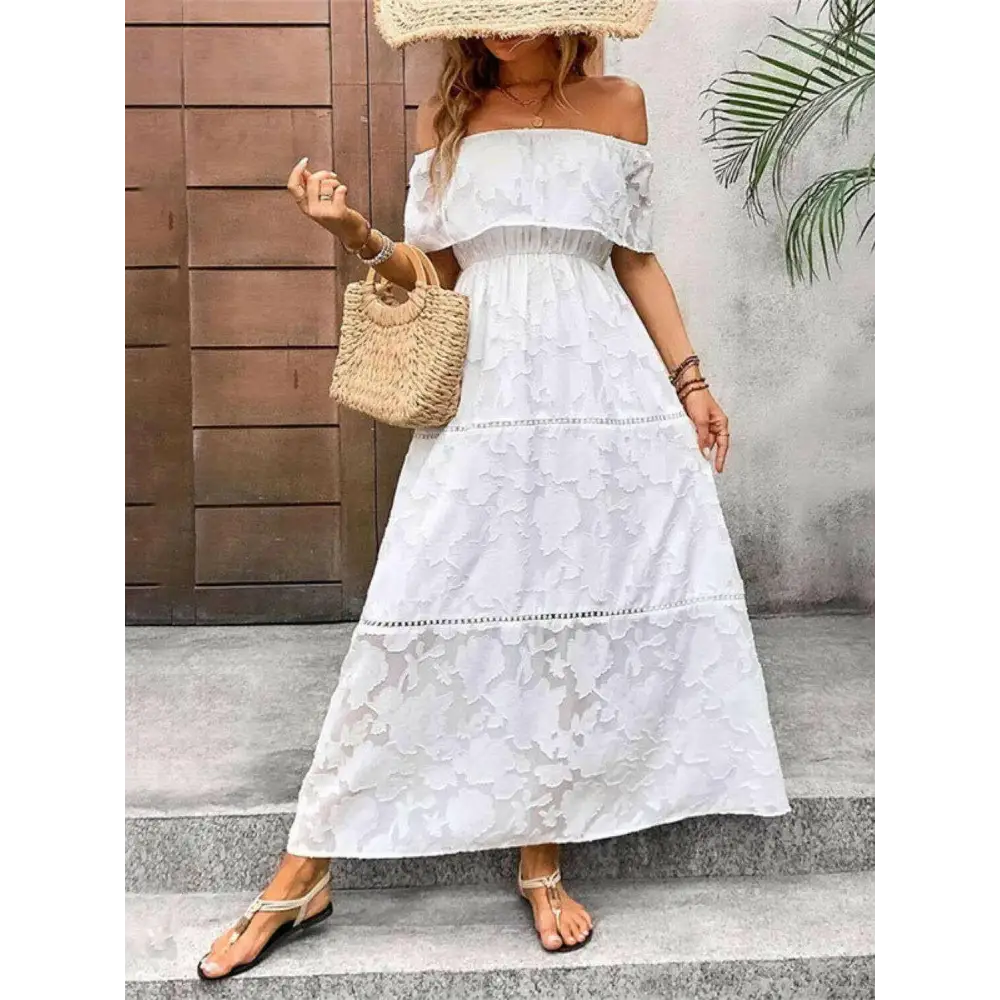 Exquisite off-shoulder maxi dress in luxury fashion for women $38.10 basic style that encapsulates elegance