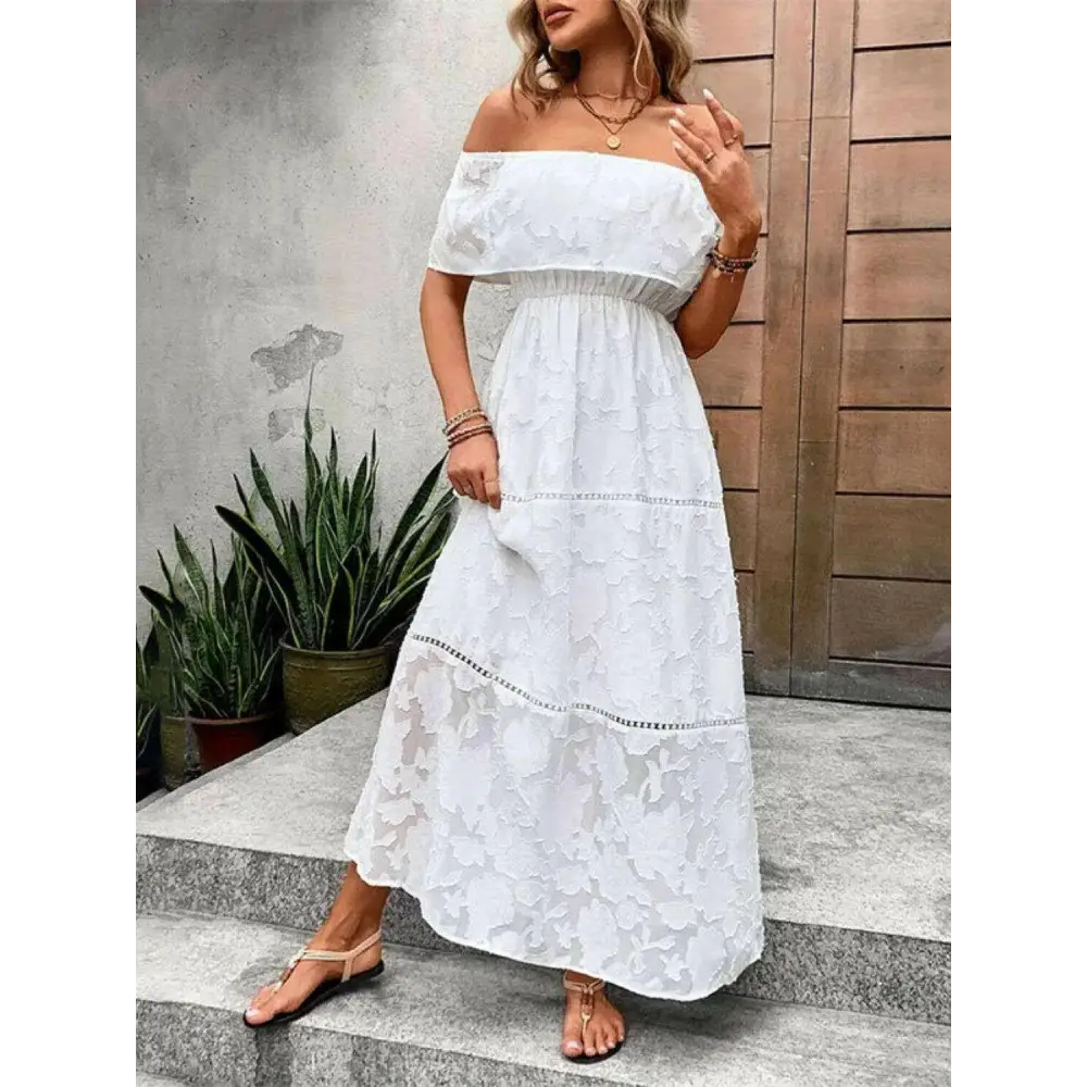 Exquisite off-shoulder maxi dress in luxury fashion for women $38.10 basic style that encapsulates elegance