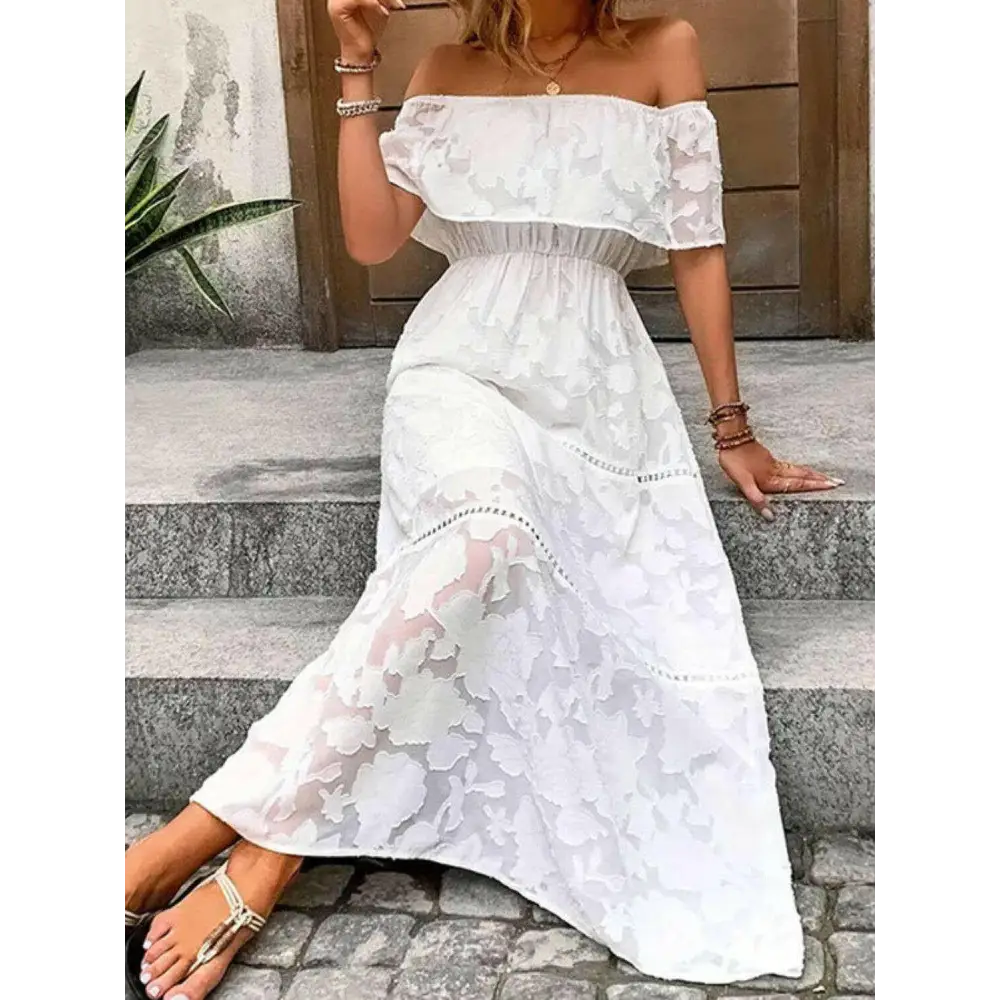 Exquisite off-shoulder maxi dress in luxury fashion for women $38.10 basic style that encapsulates elegance