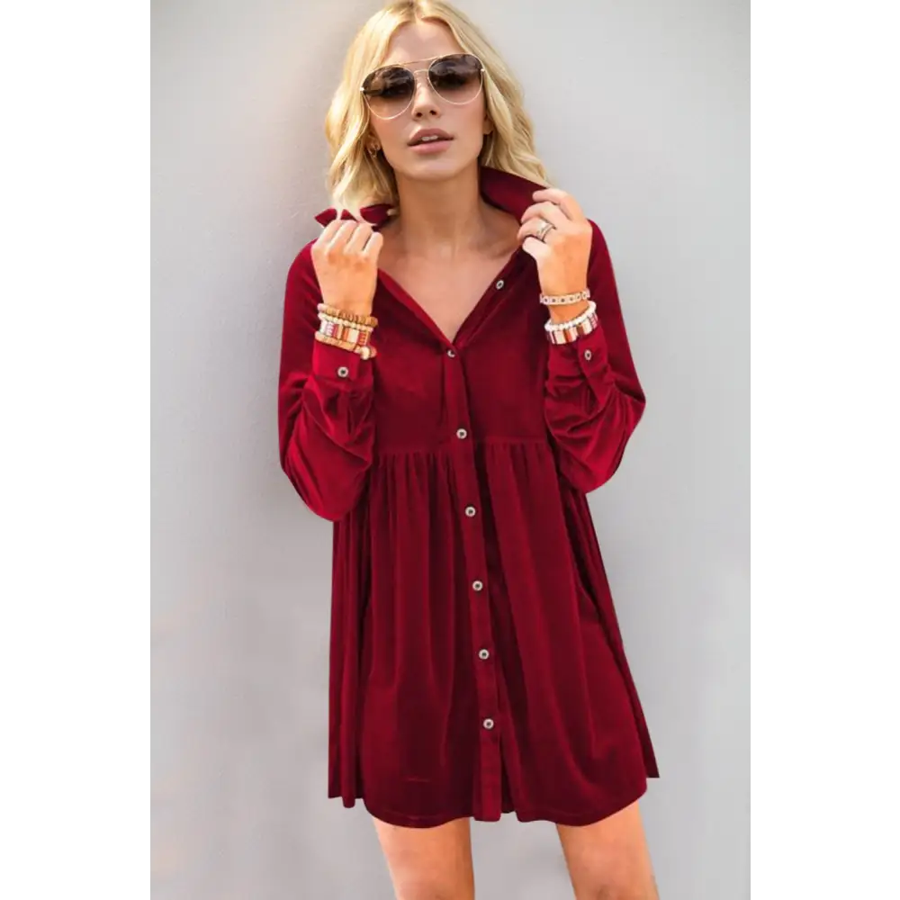 Oh full size collared neck long sleeve mini dress in luxury fashion for women $36.99 experience the perfect blend