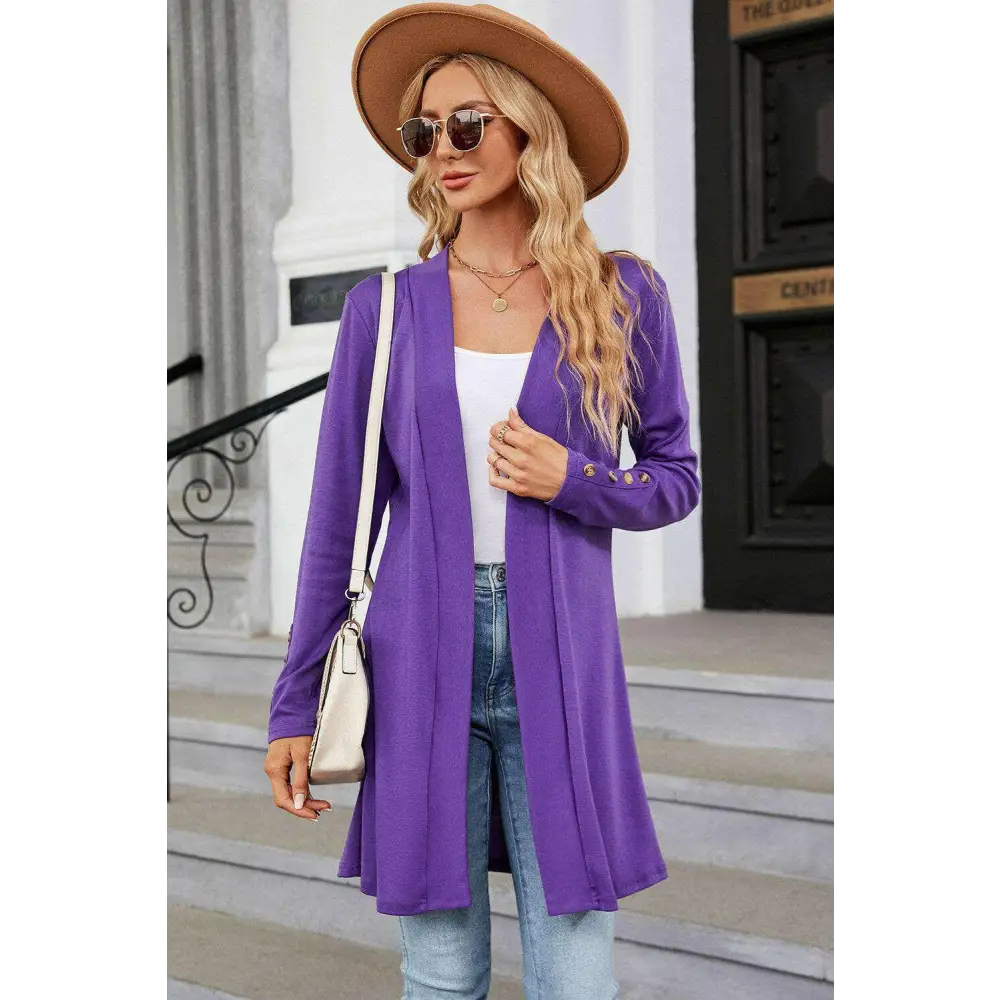 Elevate your wardrobe with the open front long sleeve cardigan $28 this exquisite decorative button adds a unique