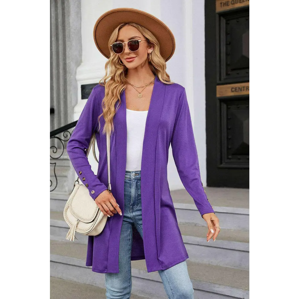 Elevate your wardrobe with the open front long sleeve cardigan $28 this exquisite decorative button adds a unique