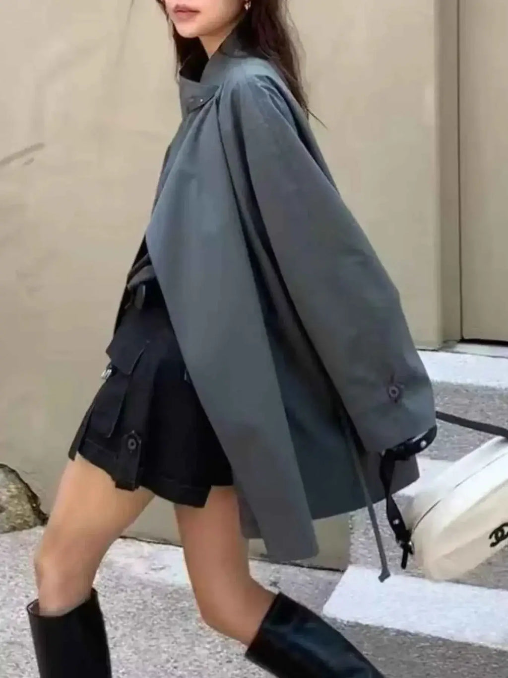 Open Front Long Sleeve Trench Coat