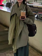 Open Front Long Sleeve Trench Coat