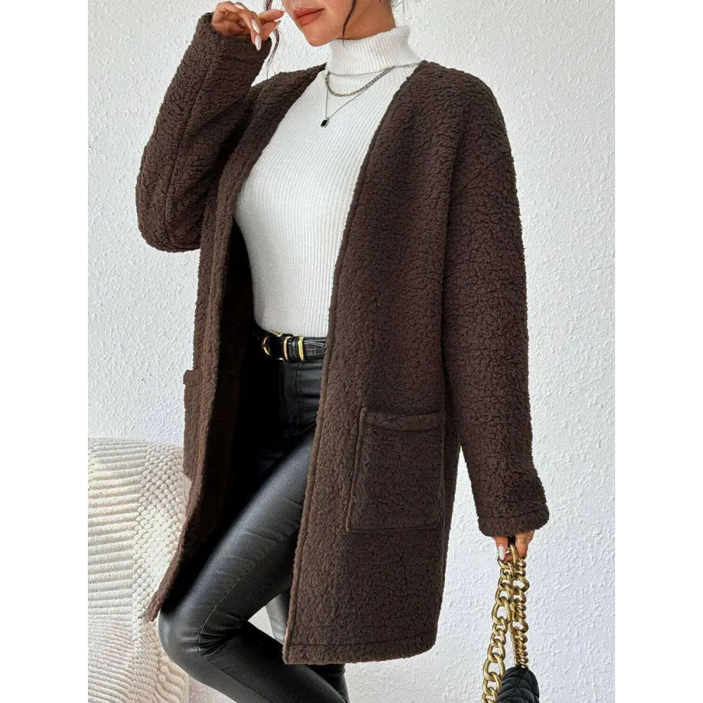 Open front long sleeve winter coat for timeless luxury fashion for women $30.42 elevate your wardrobe