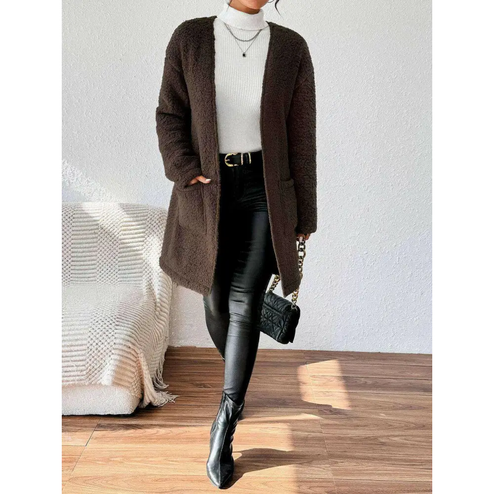 Open front long sleeve winter coat for timeless luxury fashion for women $30.42 elevate your wardrobe