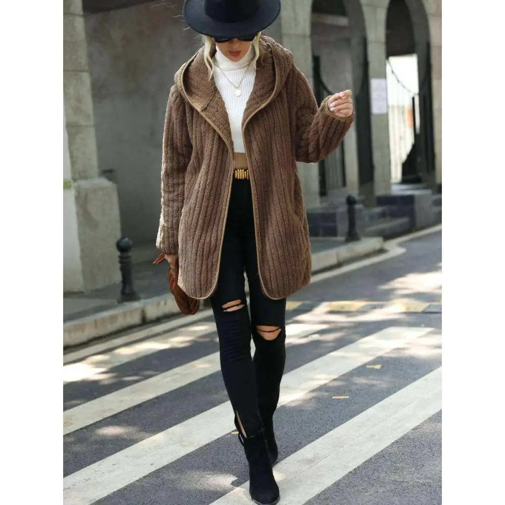 Indulge in luxury fashion for women with the open front ribbed coat $33 pocketed for practicality and style normal