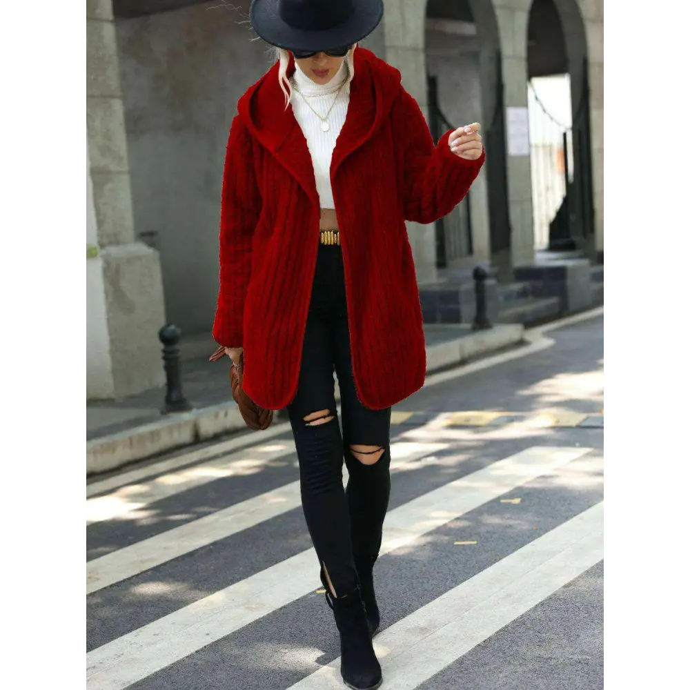 Indulge in luxury fashion for women with the open front ribbed coat $33 pocketed for practicality and style normal