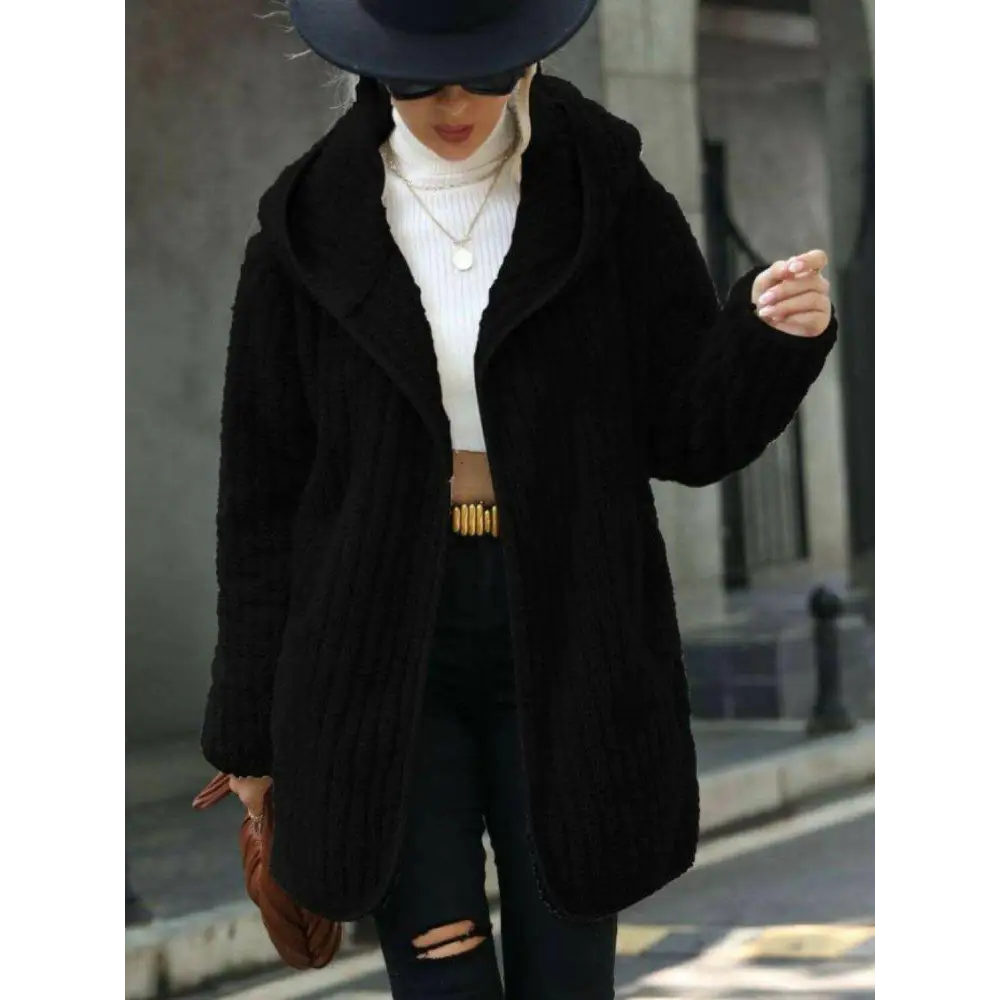 Indulge in luxury fashion for women with the open front ribbed coat $33 pocketed for practicality and style normal