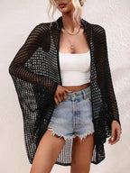 Openwork Open Front Longline Cover Up - Maven Couture Incn/a