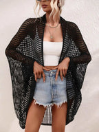 Openwork Open Front Longline Cover Up - Maven Couture Incn/a