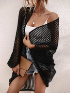 Openwork Open Front Longline Cover Up - Maven Couture Incn/a