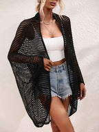 Openwork Open Front Longline Cover Up - Maven Couture Incn/a