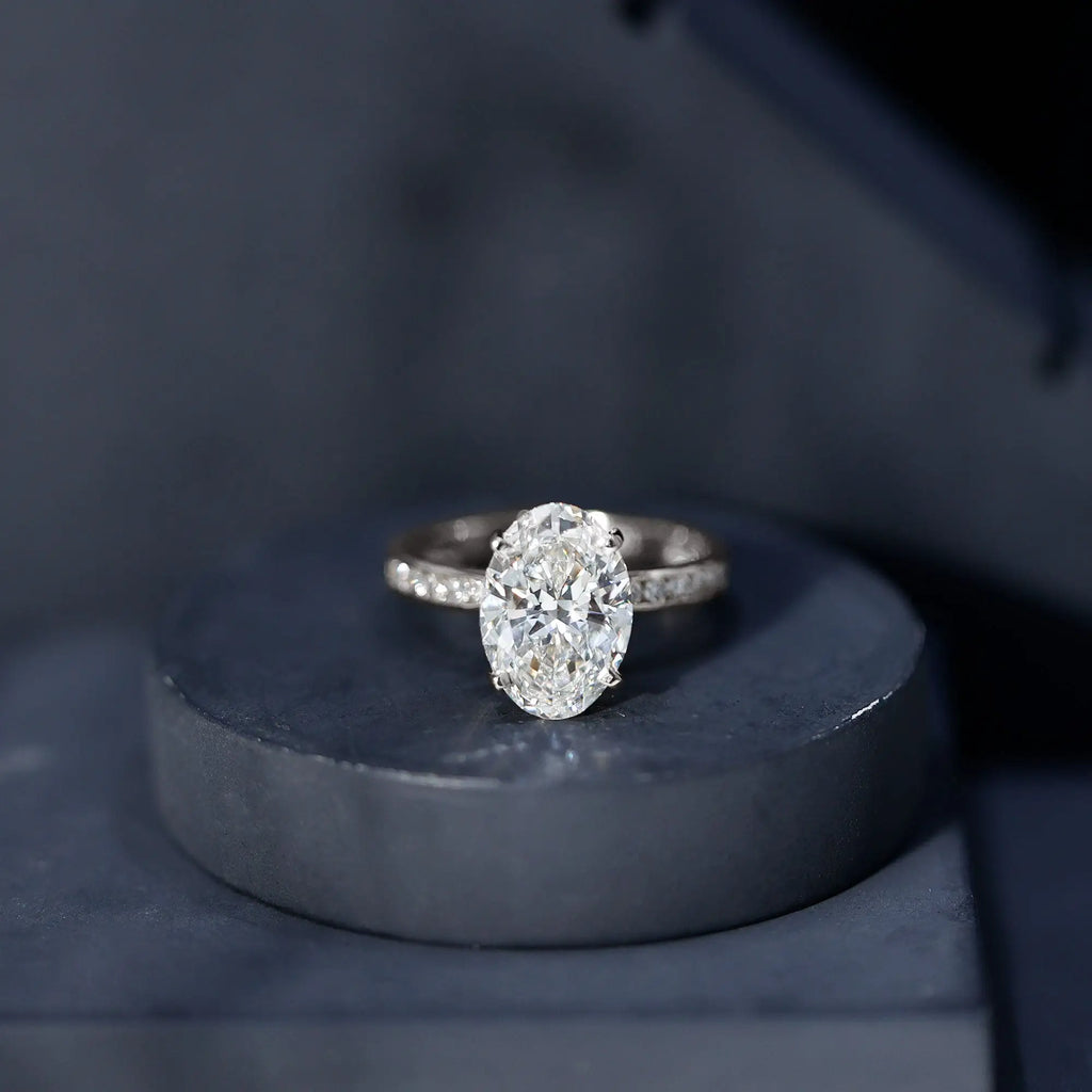 Oval Cut 5 Carat Lab Grown Diamond Big Engagement Ring with IGI Certificate