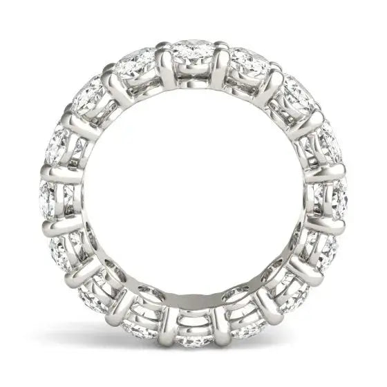Oval Lab Grown Diamond white gold eternity ring with multiple oval-cut sparkling diamonds in a continuous band design