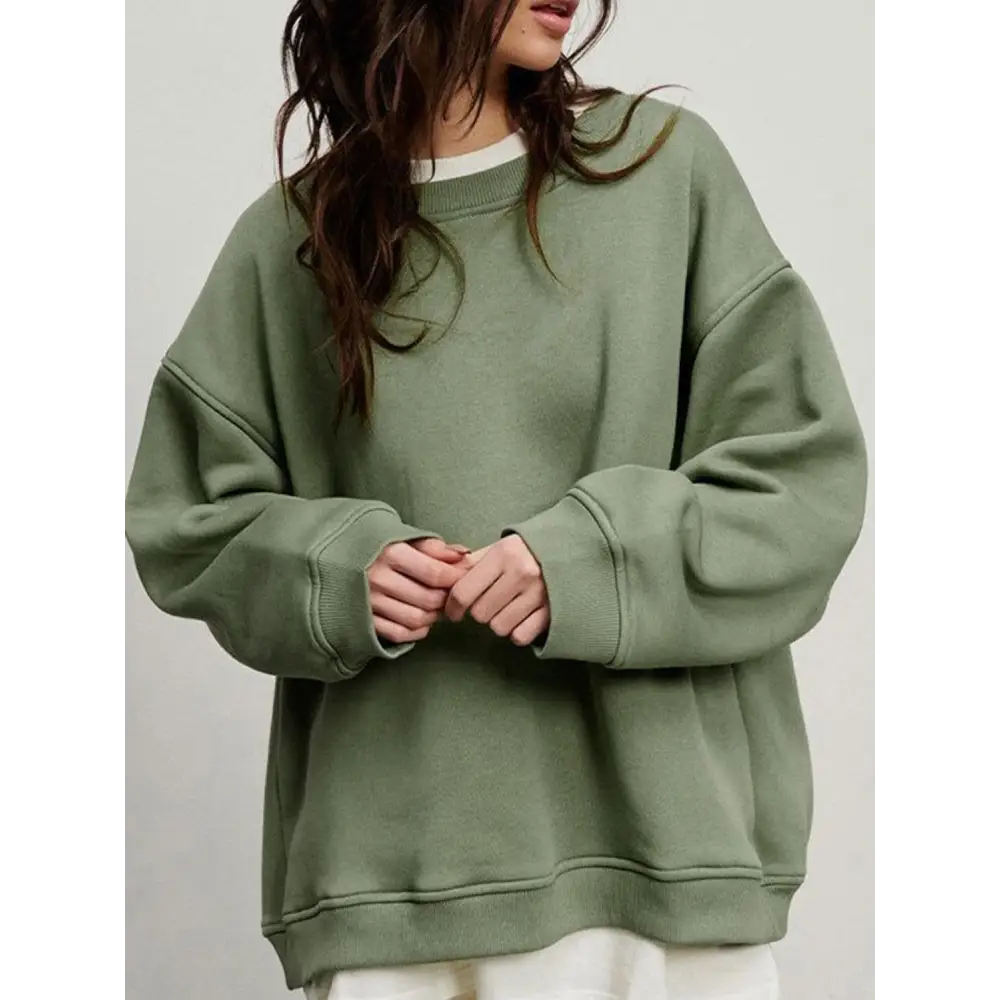 Luxurious oversize round neck sweatshirt for timeless designer clothing $42.99 pattern solid casual, fashion –