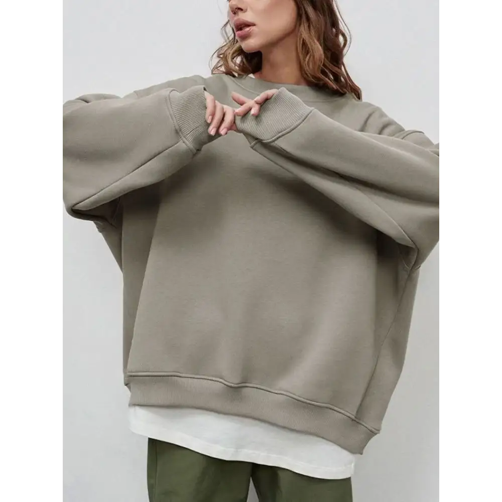 Luxurious oversize round neck sweatshirt for timeless designer clothing $42.99 pattern solid casual, fashion –