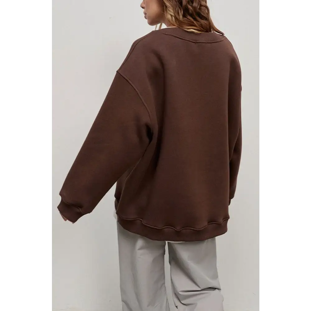 Luxurious oversize round neck sweatshirt for timeless designer clothing $42.99 pattern solid casual, fashion –