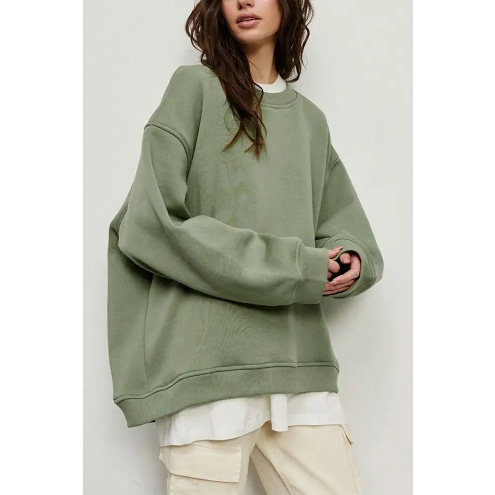 Luxurious oversize round neck sweatshirt for timeless designer clothing $42.99 pattern solid casual, fashion –