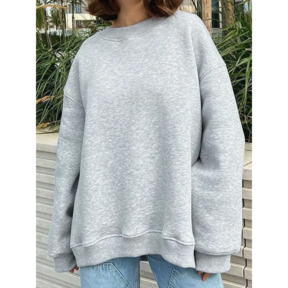 Luxurious oversize round neck sweatshirt for timeless designer clothing $42.99 pattern solid casual, fashion –