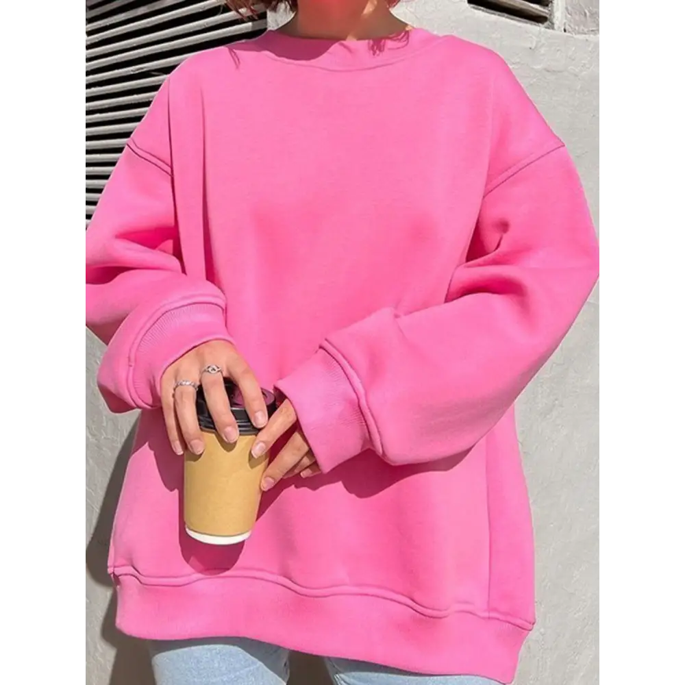 Luxurious oversize round neck sweatshirt for timeless designer clothing $42.99 pattern solid casual, fashion –