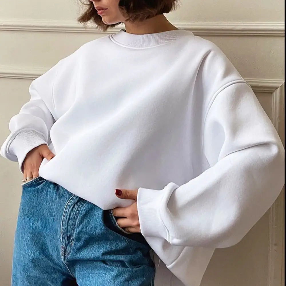 Luxurious oversize round neck sweatshirt for timeless designer clothing $42.99 pattern solid casual, fashion –