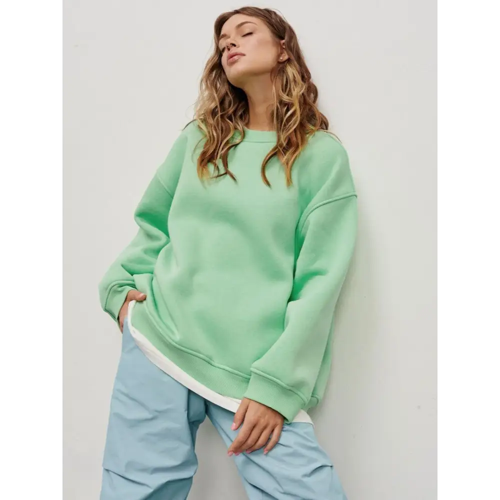 Luxurious oversize round neck sweatshirt for timeless designer clothing $42.99 pattern solid casual, fashion –