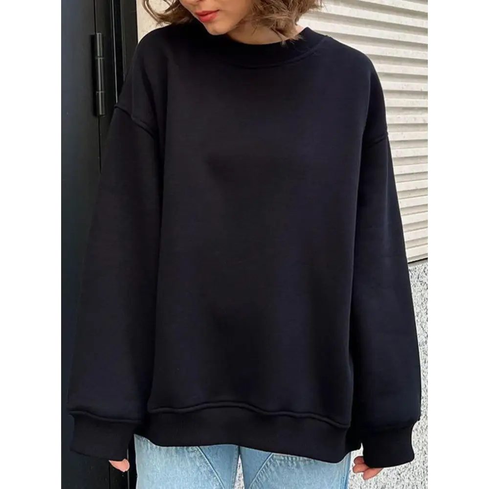 Luxurious oversize round neck sweatshirt for timeless designer clothing $42.99 pattern solid casual, fashion –