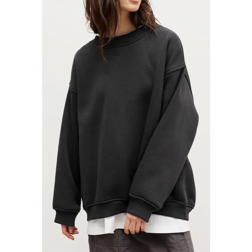 Luxurious oversize round neck sweatshirt for timeless designer clothing $42.99 pattern solid casual, fashion –