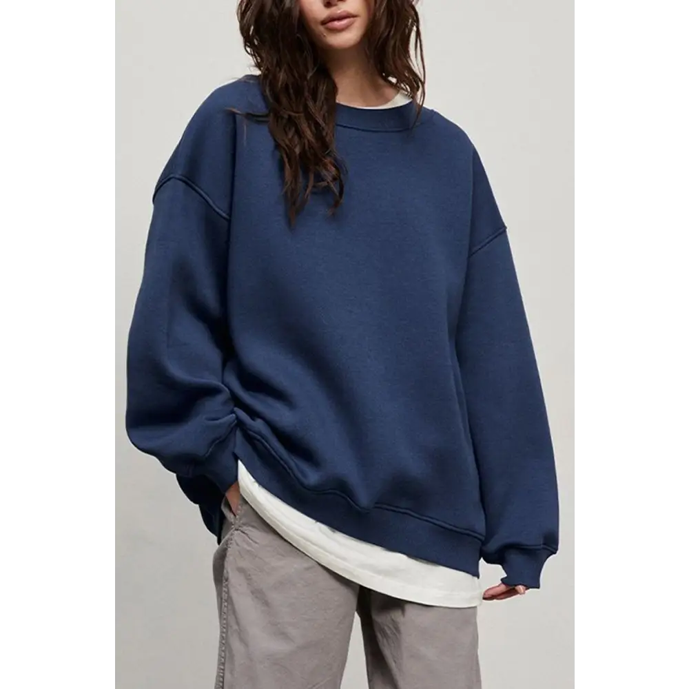 Luxurious oversize round neck sweatshirt for timeless designer clothing $42.99 pattern solid casual, fashion –