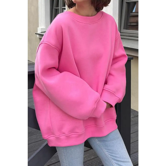 Luxurious oversize round neck sweatshirt for timeless designer clothing $42.99 pattern solid casual, fashion –