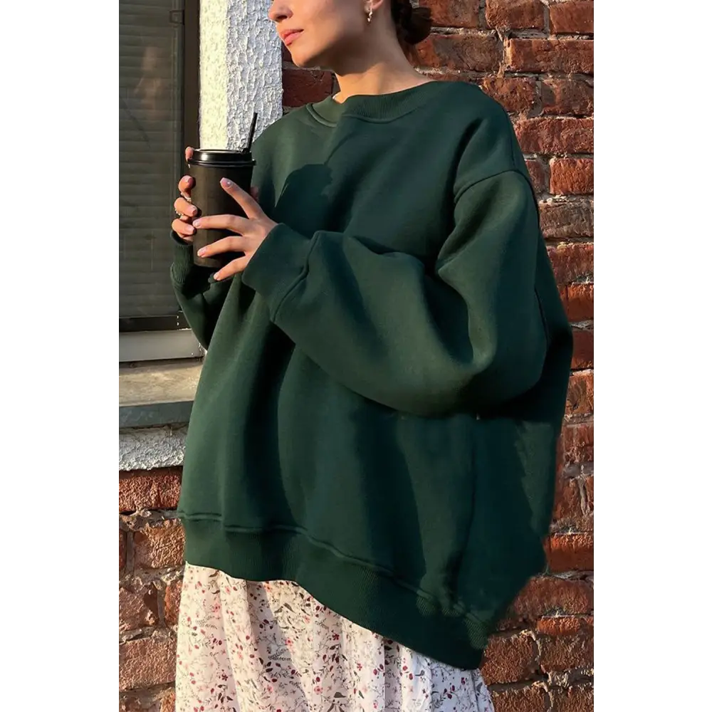 Luxurious oversize round neck sweatshirt for timeless designer clothing $42.99 pattern solid casual, fashion –