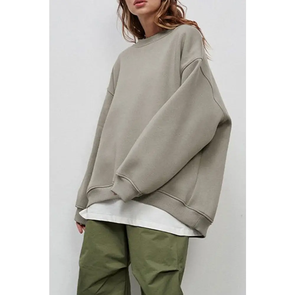 Luxurious oversize round neck sweatshirt for timeless designer clothing $42.99 pattern solid casual, fashion –