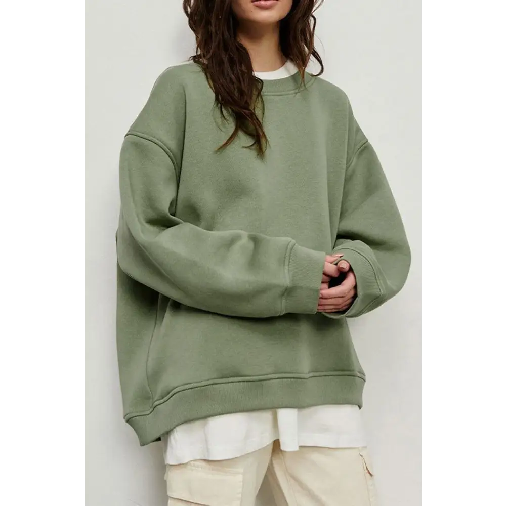 Luxurious oversize round neck sweatshirt for timeless designer clothing $42.99 pattern solid casual, fashion –