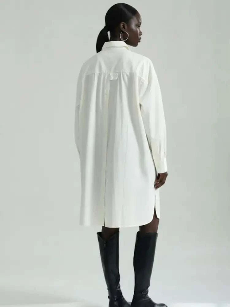 Oversized Asymmetric Shirt Dress in Crisp White • BYMANYC ® New York