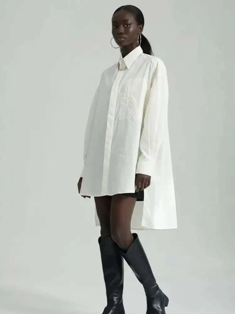 Oversized Asymmetric Shirt Dress in Crisp White • BYMANYC ® New York