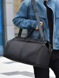 Oxford Cloth Travel Bag in black oxford cloth with a large size, featuring dual handles and a shoulder strap design.