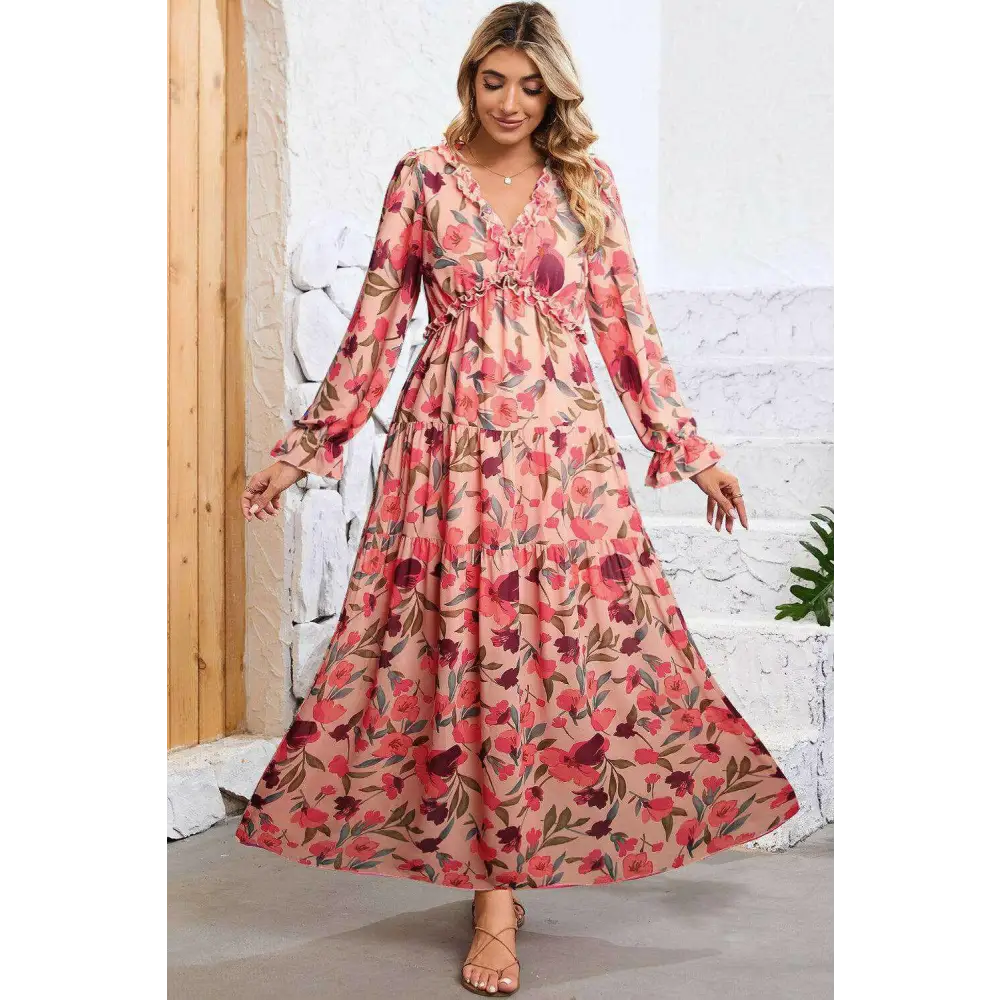 Bold red floral maxi dress for luxury fashion for women $59.71 100% polyester • the maxi dress is an exquisite