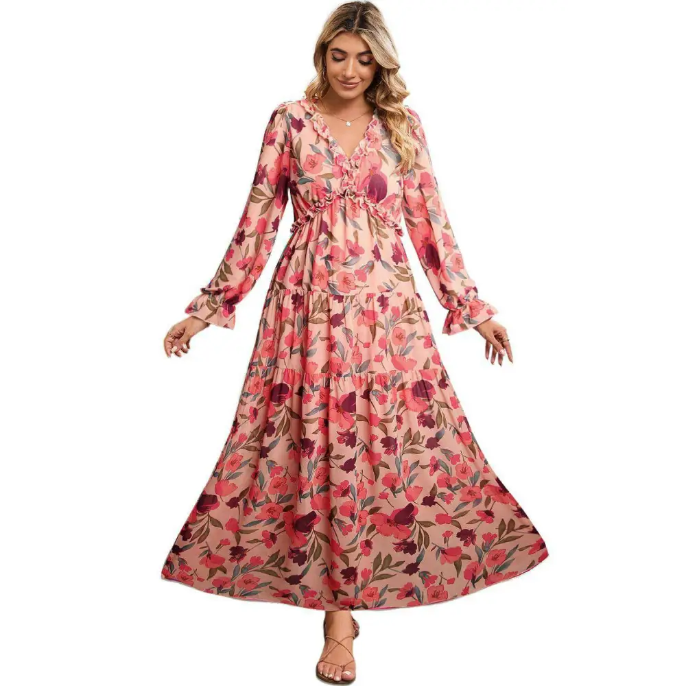 Bold red floral maxi dress for luxury fashion for women $59.71 100% polyester • the maxi dress is an exquisite