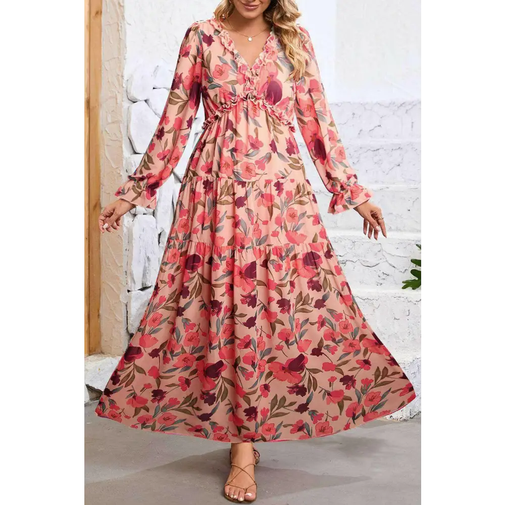 Bold red floral maxi dress for luxury fashion for women $59.71 100% polyester • the maxi dress is an exquisite