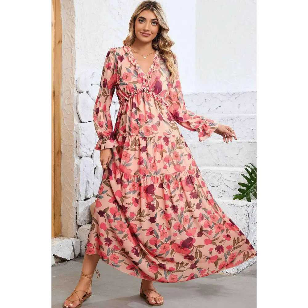 Bold red floral maxi dress for luxury fashion for women $59.71 100% polyester • the maxi dress is an exquisite