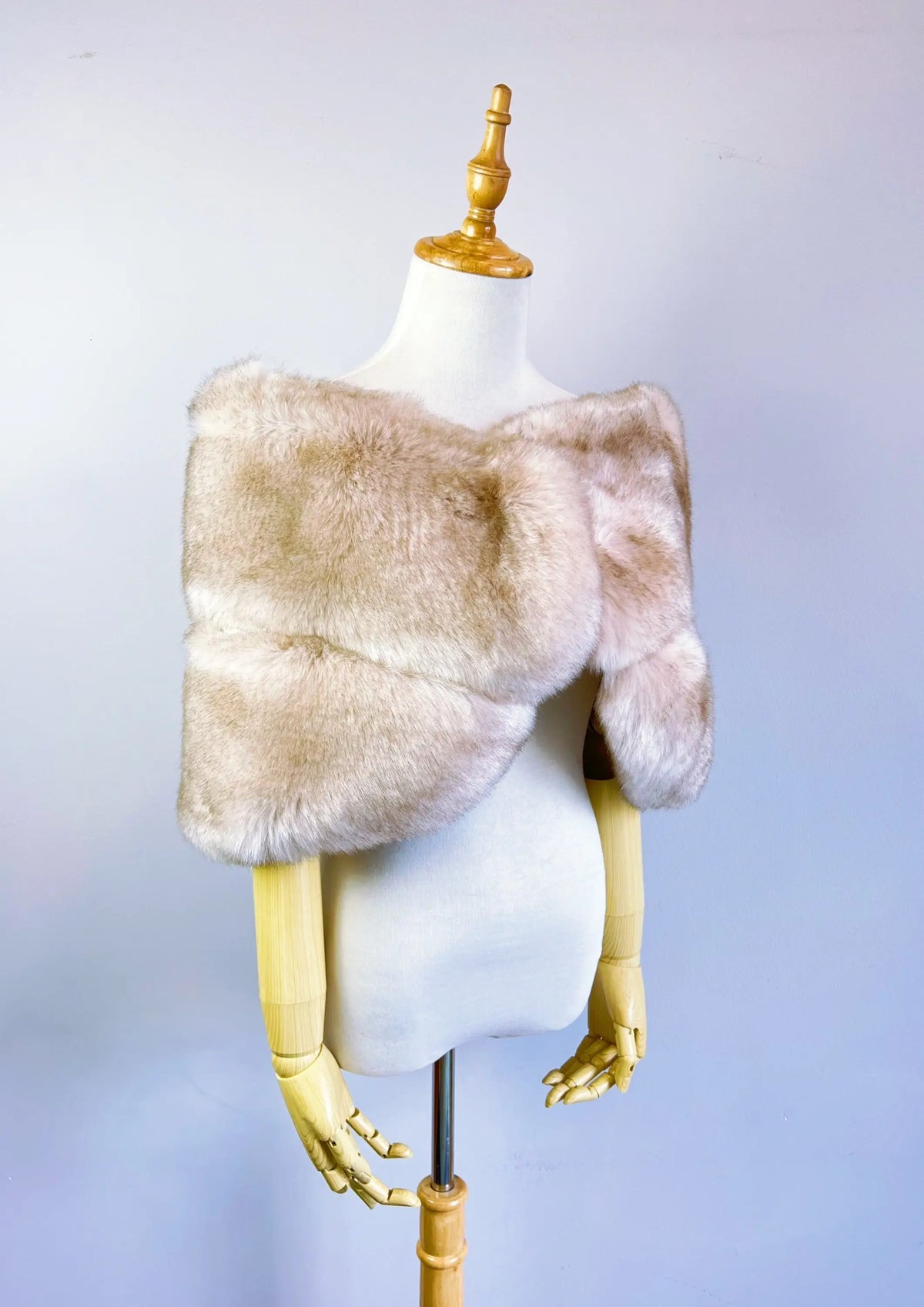Peach with Black Tips Faux Fur Wrap (Penelope Pea01)