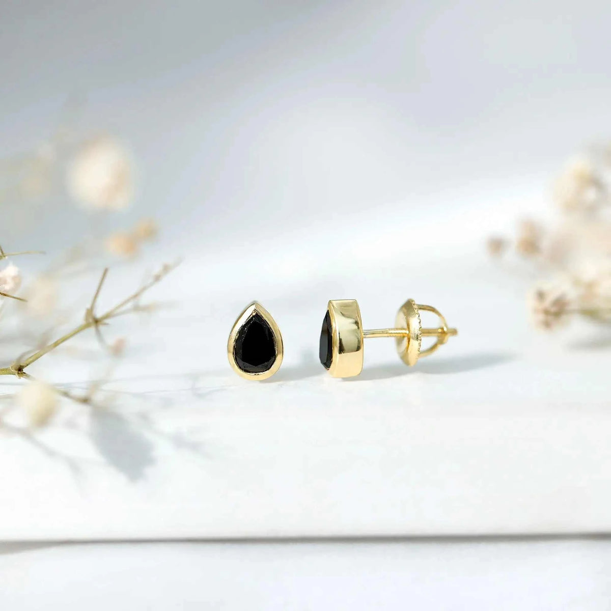 Pear Shaped 1.5 Carat Lab Grown Black Diamond Stud Earrings for Women
