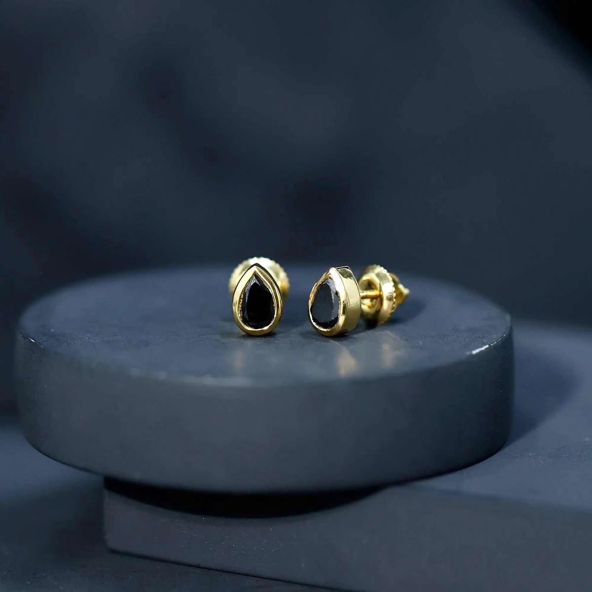 Pear Shaped 1.5 Carat Lab Grown Black Diamond Stud Earrings for Women
