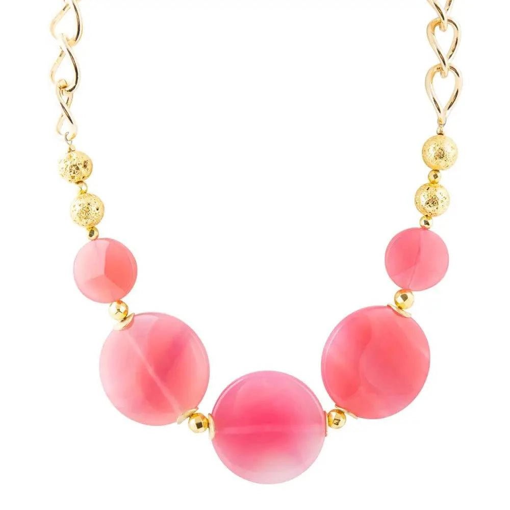Peony Fuchsia Pink Agate Statement Necklace - Maven Couture IncNecklace