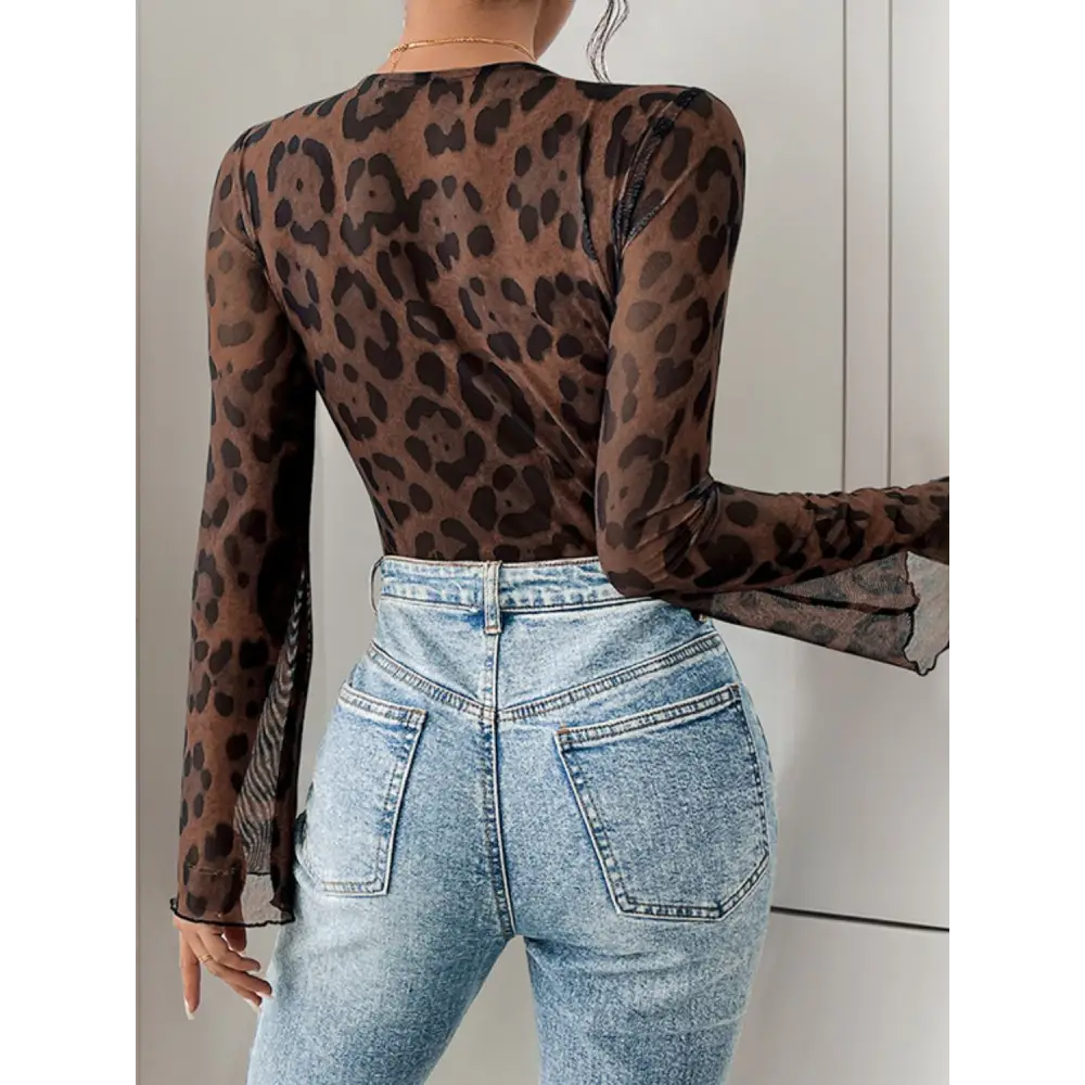 Perfee leopard v-neck lace bodysuit in luxury fashion for women $22.99 elegant lace, stunning decorative button