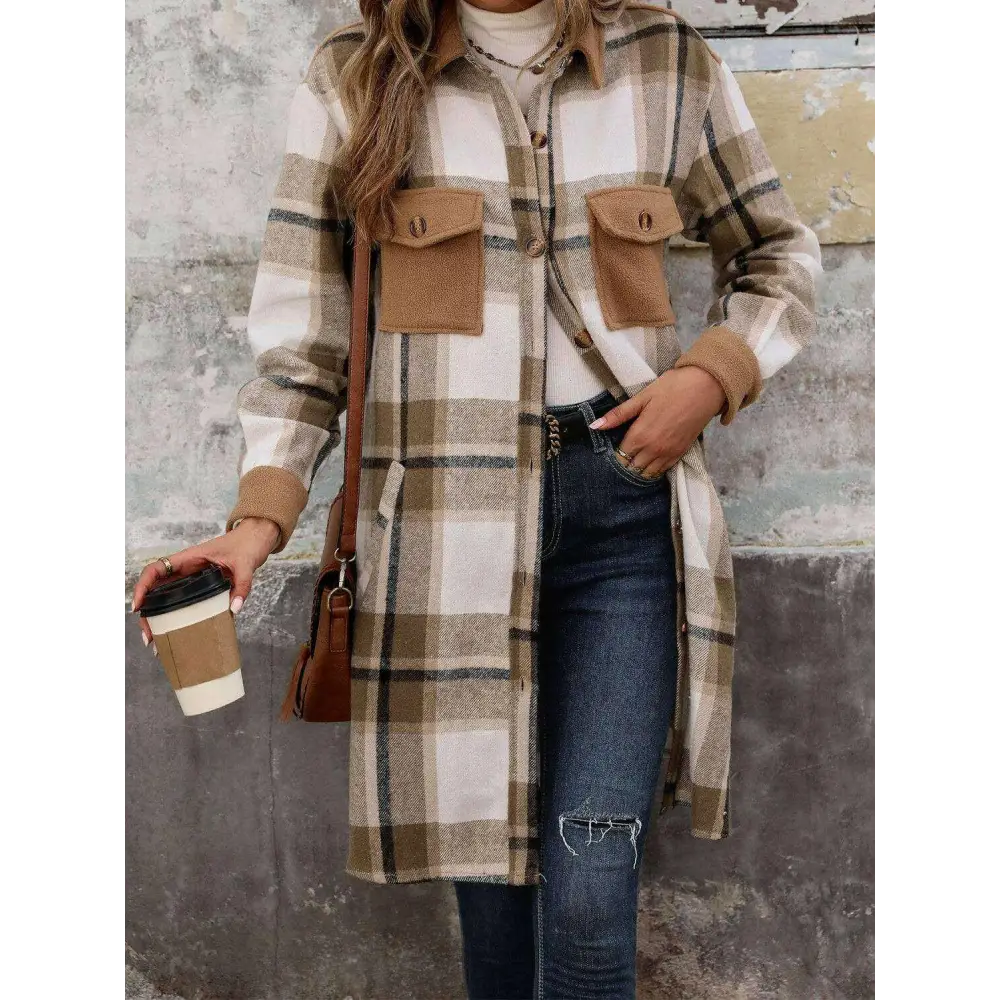 Perfee plaid button up coat in timeless luxury fashion for women $42.24 embrace sophistication with a beautifully